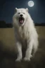 Placeholder: an extremely hairy, long-haired albino saber-tooth werewolf in a field, Botany, Starry, Moon lit, Retro Pop, Dark Fantasy, Horror, Festive, Realistic - 32k, UHD, professional quality, 8 x 10 digital photograph