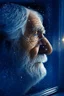 Placeholder: grandpa elk portrait with background star field seen in the window of a boat, 4 k, trending art, depth of field