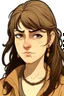 Placeholder: jojos style brown mullet girl character