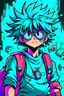 Placeholder: Deku 80's style, 8k, Cartoon Art Style