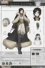 Placeholder: A dnd character sheet. A woman dressed for the cold north in black and white furs, with black hair and gold eyes.