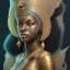 Placeholder: sango fantasy, fantasy magic, intricate, sharp focus, illustration, highly detailed, digital painting, concept art, matte, masterpiece head sexy African beauty black afro hair earth lady silver tiger head Egyptian princess pyramid