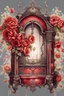 Placeholder: drawing of an old gothic dark red wall clock with branches, lace and rubies, Trending on Artstation, {creative commons}, fanart, AIart, {Woolitize}, by Charlie Bowater, Illustration, Color Grading, Filmic, Nikon D750, Brenizer Method, Side-View, Perspective, Depth of Field, Field of View, F/2.8, Lens Flare, Tonal Colors, 8K, Full-HD, ProPhoto RGB, Perfectionism, Rim Li