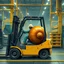 Placeholder: A giant snail in a factory driving around in a forklift, and are in the way for every worker