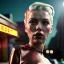 Placeholder: Ultra Realistic retro sci-fi movie explosion Supermarket parking people scene, 1960 year, waist up view portrait, 1 blonde women, sweet scarlet Johansson face, perfect iris, glow eyes, face makeup, tight latex coat. many people looking, Retro sci-fi style, soft color, highly detailed, unreal engine 5, ray tracing, RTX, lumen lighting, ultra detail, volumetric lighting, 3d, finely drawn, high definition, high resolution.