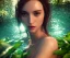 Placeholder: Portrait realistic hyper detailed perfect face of a insane young beautiful top model woman in short open dress. Sensual, volumetric lighting, Unreal Engine 5, 3D Animation Quality, Octane Rendering. A masterpiece. She's in water, garden, trees. vivid colors. Perfect face