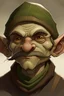 Placeholder: portrait of a young goblin with an old-timey mustache and wearing a flat wool cap