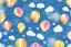 Placeholder: giftwrap pattern with watercolor of a hot air balloon, children's book illustration, white parchment paper, wrapping paper, white background