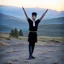 Placeholder: a full body young man in azeri dance clothing ,long boots,folk hat