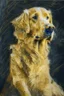 Placeholder: golden retriever in the style of frank auerbach