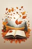 Placeholder: square logo , landscape with leaf fall, flying leaves in the book
