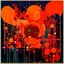 Placeholder: diffused cosmic conspiracies, abstract art, pinpoint light clusters, by Petros Afshar and Victor Pasmore, silkscreened mind-bending abstractist metal etching, asymmetric, cigarette burn textures, violent orange and black colors of differing hues, orange monocolor