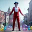 Placeholder: Ultra realistic circus scene. dancer man, waist up view, Wes Anderson style, happy, bubbles, party, confeti, highly detailed, concept art, unreal engine 5, god rays, ray tracing, RTX, lumen lighting, ultra detail, volumetric lighting, 3d, finely drawn, high definition, high resolution.