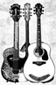 Placeholder: black and white graphic Old acoustic mariachi guitar