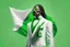 Placeholder: Snoop Dogg in a white tux, green flag with white star