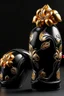 Placeholder: Boxing gloves with black punching bag embossed with golden tiger lily flower