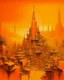 Placeholder: An orange colored electrical metropolis painted by Henri-Robert Bresil