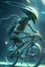 Placeholder: Alien riding a bike ,highly detailed, artstation, sharp focus,4k