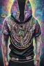 Placeholder: Cool black rapper with all the jewelery and tattoos, hoody and moves. Surrounded by an abstract backstreet graffiti vibe