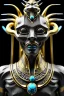 Placeholder: Silver alien, head, wicked, black eyes, blood, 8k, finely detailed, photo realistic, Anunnaki black male African Egyptian alien, cracks in the voodoo head, wicked,Asian turquoise eyes, crown, Elephant, 8k, finely detailed, photo realistic, tiger turquoise skull head gold dragon space alien sun skeleton gold gorilla silver crown silver eyes