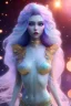 Placeholder: woman glitter blue fairy in a galactic ambiance, long blue hair, detailed gorgeous smile, delicate colors in the foreground, full of details, smooth, light effect，vaporwave colorful, smooth, extremely sharp detail, finely tuned detail, ultra high definition, 8 k, unreal engine 5, ultra sharp