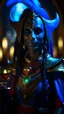 Placeholder: portrait of female Cthulhu dark elf priest with bright aura carrying goblet signaling you to obey your master, inside hall in mountain, shot on Hasselblad h6d-400c, zeiss prime lens, bokeh like f/0.8, tilt-shift lens 8k, high detail, smooth render, down-light, unreal engine, prize winning