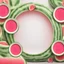 Placeholder: Round picture frames in the colors of watermelon with a light background for tubes