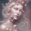 Placeholder: fantasy magic, intricate, sharp focus, illustration, highly detailed, digital painting, concept art, artgerm and paul lewin and kehinde wiley, masterpiece sexy lips Asian lady body flowers head silver bright rain lady outer space pretty, pink blue