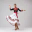 Placeholder: azeri female with traditional silck dance clothing,midi skirt dance shoes