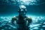 Placeholder: Please artistic photograph of an inverted, distorted robotic male in a watery ocean. Create a close-up, foggy, chromatic technicolor, and dreamlike atmosphere. Consider using lenses like sigma 85mm f/1.4, 15mm, or 35mm. Opt for high resolution (e.g., 4k, 8k, HD). Experiment with smears of primary color on the film. Thanks.