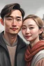 Placeholder: Ein Bild von einem Deutsch-europäischen jungen Mann und einer deutsch-chinesischen jungen Frau als verliebtes Pärchen im Stil des Realismus