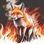Placeholder: fox, logo, on fire, looking at camera, simple