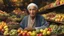 Placeholder: elderly male market trader selling many different types of fruit, showing his head and upper body, perfect eyes, perfect anatomy, exquisite composition, beautiful detailed intricate detailed octane render, 8k artistic photography, photorealistic, soft natural volumetric cinematic perfect light, chiaroscuro, award-winning photograph, masterpiece, raphael, caravaggio, bouguereau