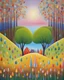 Placeholder: a whimsical multicolor forrest line, on the horizon, by Iwona Lifsches
