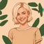 Placeholder: Smiling pretty gen z blonde young woman, cute happy 20s european student girl with short blond hair and white dental smile looking at camera standing isolated on beige background, portrait.