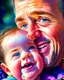 Placeholder: Papá feliz sonriente con su bebé mirándolo a los ojos felíz colores contrastantes obra de arte arte impresionista impactante detallado hiperrealista 8k coherente