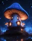 Placeholder: An illogically floating mushroom house on a clear night. white and white and blue, Stars Dark cosmic interstellar. Detailed Matte Painting, deep color, fantastical, intricate detail, splash screen, hyperdetailed, insane depth, concept art, 8k resolution, trending on Artstation, Unreal Engine 5, color depth, backlit, splash art, dramatic, High Quality Whimsical Fun Imaginative Bubbly, perfect composition