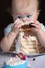 Placeholder: baby hiding eating cake