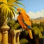 Placeholder: Neoclassicism realistic yellow orange cote d'azur parrot landscape