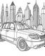 Placeholder: New York City taxi coloring page, full body (((((white background))))), only use an outline., real style, line art, white color, clean line art, white background, Sketch style.