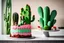 Placeholder: cacti birthday cake in a modern kitchen in sunshine