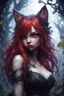 Placeholder: CAT GIRL, FANTASY, FORESTY, VINES, SOULLESS, FLUFFY TAIL, RED HAIR, METAL