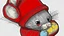 Placeholder: fantasy cartoon style illustration: red mitten with the mouse peeking out