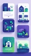 Placeholder: illustrations with a simple art style that show home page for spot use dark blue-purple and energy green and minimal