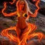 Placeholder: woman made of fire, fire angel, full body portrait, long flowing hair, only wearing bikini made of fire, highly detailed, real life photo, photo quality, extremely detailed, high quality, standing in fire, highly detailed