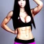 Placeholder: beautiful woman, big bust, 6-pack abs, slim waist, long hair