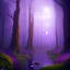 Placeholder: rainy forest with a purple planet over the land