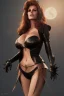 Placeholder: Raquel Welch as evil queen in black leather, leather, busty, cleavage, angry, stern look. character design by cory loftis, fenghua zhong, ryohei hase, ismail inceoglu and ruan jia. unreal engine 5, artistic lighting, highly detailed, photorealistic, fantasy