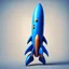 Placeholder: blue rocket cartoon stylized 3d