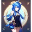 Placeholder: portrait of genshin from genshin ((genshin)) ((genshin ingame outfit)) wearing a short skirt, blue hair